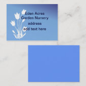 Tulip Silhouette, wit op blauw  Visitekaartje (Voorkant / Achterkant)