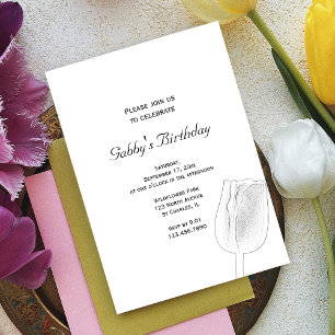 Tulip Sketch Spring Birthday Party Kaart