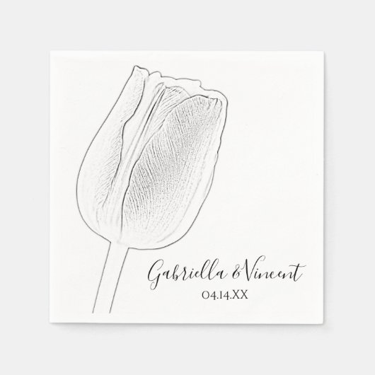Tulip Sketch Spring Wedding Servet (Voorkant)