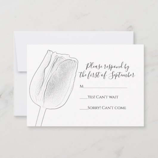 Tulip Sketch Wedding RSVP Response Kaart (Voorkant)