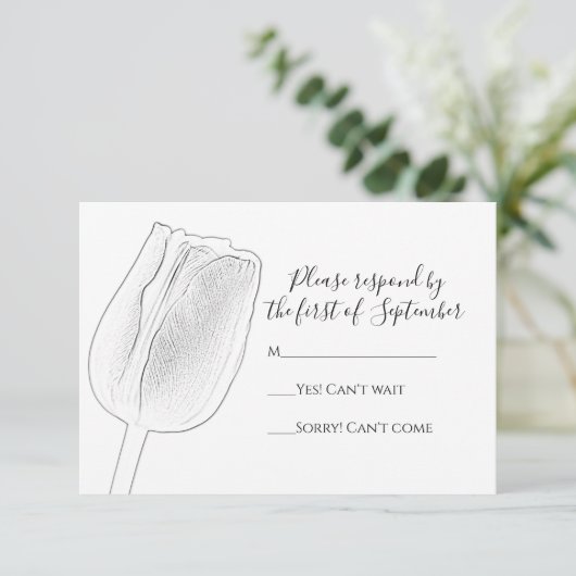 Tulip Sketch Wedding RSVP Response Kaart (Staand voorkant)
