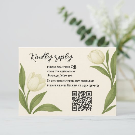 Tulip Sonata QR Code RSVP Card (Staand voorkant)
