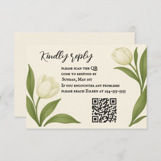 Tulip Sonata QR Code RSVP Card (Voorkant / Achterkant)