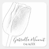 Tulip Spring Sketch Wedding Envelope Seals Vierkante Sticker (Voorkant)