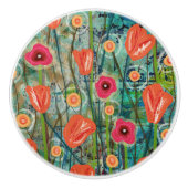 Tulip Tango - Natuur geïnspireerde bloemsierkunst Keramische Knop (Voorkant)