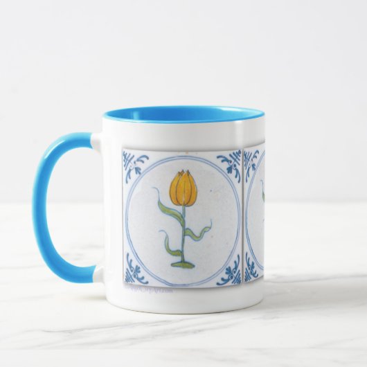 Tulip Tile Art Blue White Coffee Mok (Links)