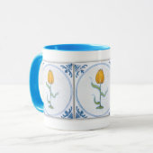 Tulip Tile Art Blue White Coffee Mok (Voorkant links)