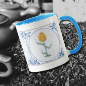 Tulip Tile Art Blue White Coffee Mok