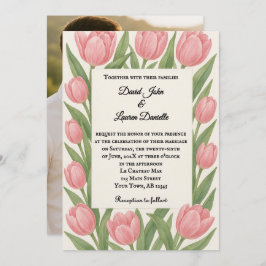 Tulip Together Photo Wedding Invitation Kaart