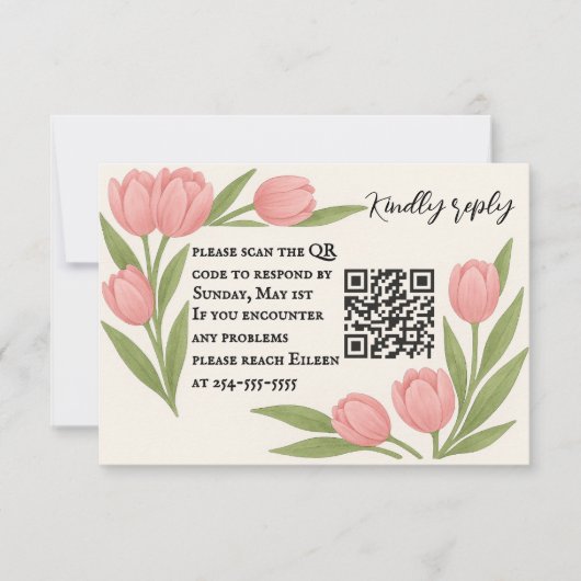 Tulip Together QR Code RSVP Card Kaartje (Voorkant)