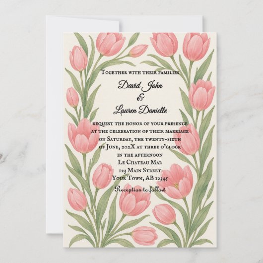 Tulip Treasure Photo Wedding Invitation Kaart (Voorkant)