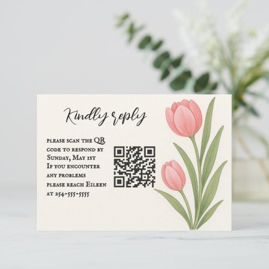 Tulip Treasure QR Code RSVP Card (Staand voorkant)