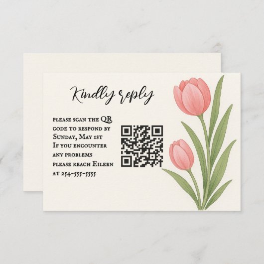 Tulip Treasure QR Code RSVP Card (Voorkant / Achterkant)
