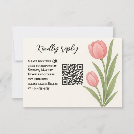 Tulip Treasure QR Code RSVP Card Kaartje (Voorkant)
