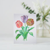 Tulip Trio Colorful Artistic Flowers Briefkaart (Staand voorkant)