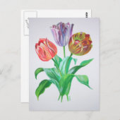 Tulip Trio Colorful Artistic Flowers Briefkaart (Voorkant / Achterkant)