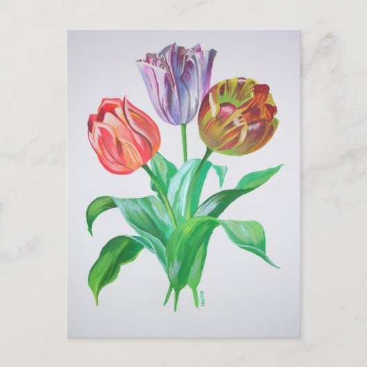 Tulip Trio Colorful Artistic Flowers Briefkaart (Voorkant)