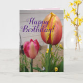 Tulip Tulips Red Pink Flower Florence Birthday Car Kaart (Gele Bloem)