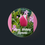 Tulip Tulips Red Pink Flower Florence Birthday Car Ronde Button 3,2 Cm<br><div class="desc">Tulp Tulps Red Pink Flower Floral Birthday Card. Ontworpen uit een van mijn originele foto's in de bloemtuin en mijn originele schrijfwerk,  geniet van!</div>
