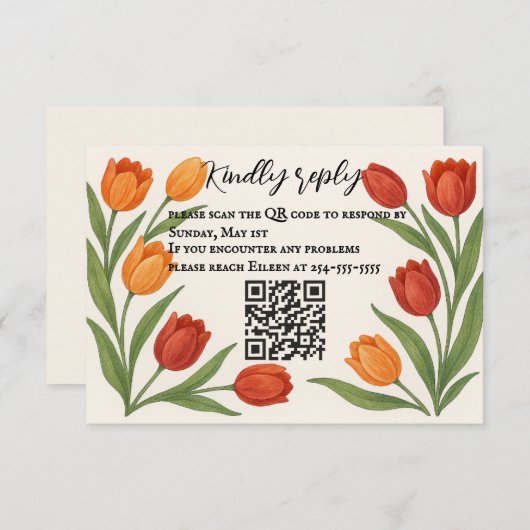 Tulip Veil QR Code RSVP Card (Voorkant / Achterkant)