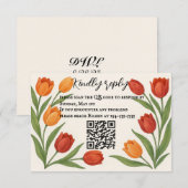Tulip Veil QR Code RSVP Card Kaartje (Voorkant / Achterkant)