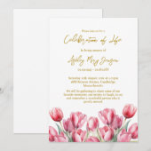 Tulip viering van het leven rouwdienst kaart (Voorkant / Achterkant)