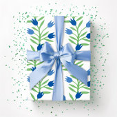 Tulip Vine in Blue and Green Cadeaupapier