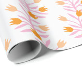 Tulip Vine in Pink and Orange Cadeaupapier (Rol Hoek)