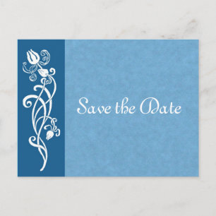 Tulip Vine op Blue Save the Date Briefkaart