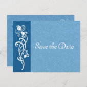 Tulip Vine op Blue Save the Date Briefkaart (Voorkant / Achterkant)