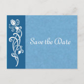 Tulip Vine op Blue Save the Date Briefkaart (Voorkant)