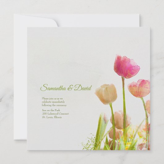 Tulip Waterverf Aanvraag voor aangepaste bruiloft Kaart (Achterkant)