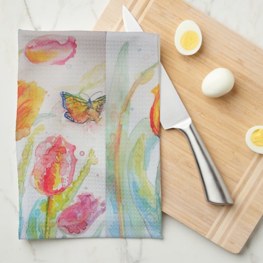 Tulip Waterverf Tea Towel Theedoek (Quarter Fold)