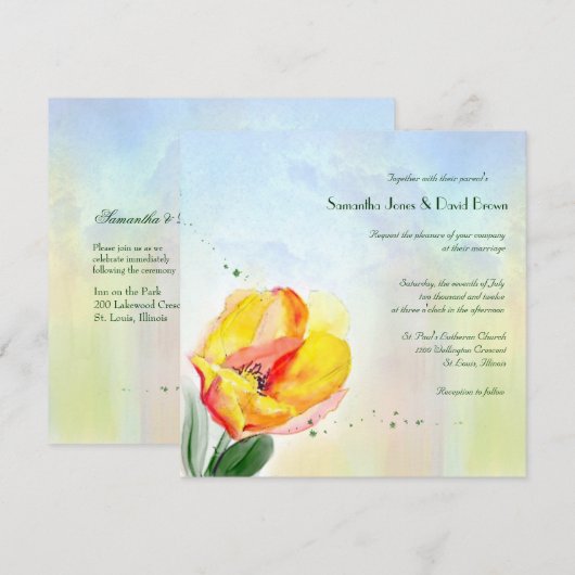 Tulip Waterverf Weddenschap Kaart (Voorkant / Achterkant)