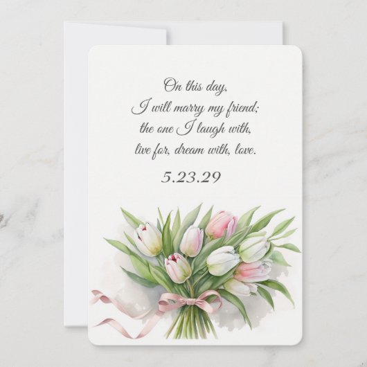 Tulip Wedding Bouquet met Ribbon Kaart (Voorkant)