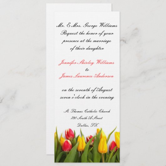 Tulip Wedding-uitnodiging Kaart (Voorkant / Achterkant)