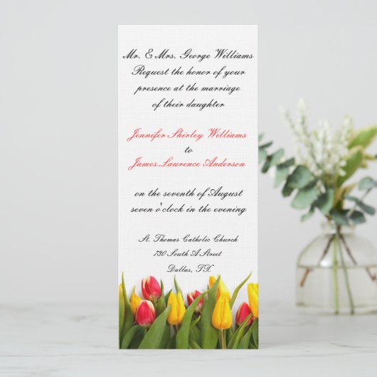 Tulip Wedding-uitnodiging Kaart (Staand voorkant)