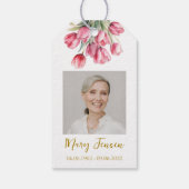 Tulip Zaadzakje Herdenking Funeral Cadeaulabel (Achterkant)