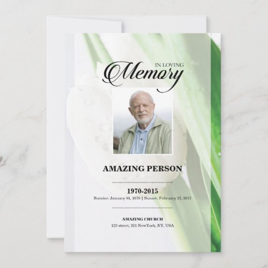 TulipFuneral Prayer Kaart Sjabloon (Voorkant)