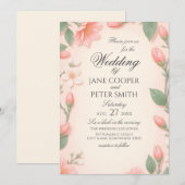 Tulips and blossoms floral Wedding Invitation Kaart (Voorkant / Achterkant)