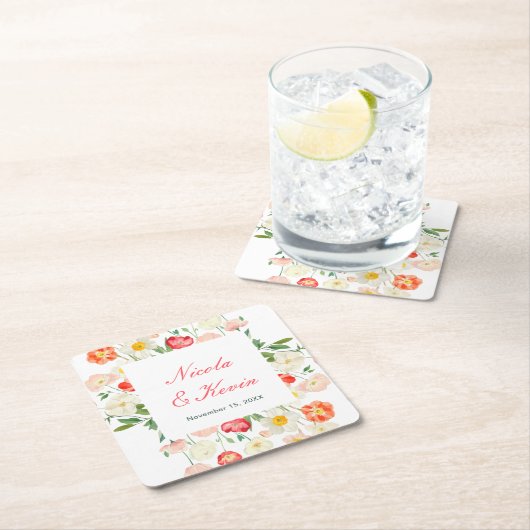 Tulips and Daffodils Spring Wedding Kartonnen Onderzetters (Insitu)