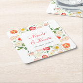 Tulips and Daffodils Spring Wedding Kartonnen Onderzetters (Schuin)