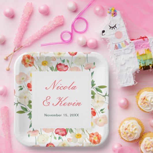 Tulips and Daffodils Spring Wedding Papieren Bordje (Feest)