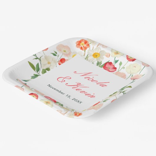 Tulips and Daffodils Spring Wedding Papieren Bordje (Gebogen)