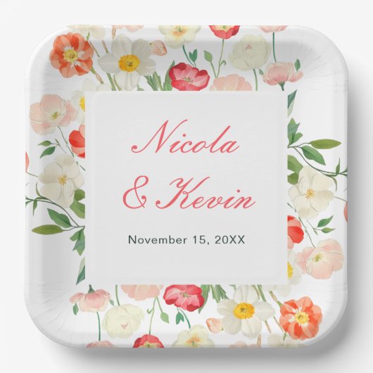 Tulips and Daffodils Spring Wedding Papieren Bordje (Voorkant)