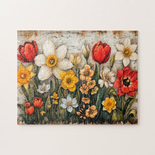 Tulips and Daffodils with Rustic Charm Legpuzzel (Horizontaal)