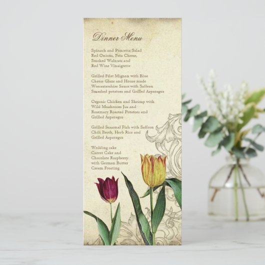  Tulips Angel Wings Swirl Tea Sined Red Menu (Staand voorkant)