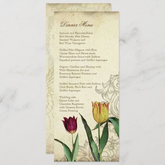  Tulips Angel Wings Swirl Tea Sined Red Menu (Voorkant / Achterkant)