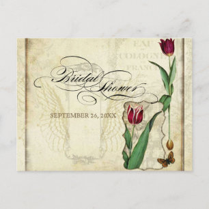 Tulips Angel Wings Swirl Tea Sined Red Uitnodiging Briefkaart