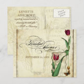 Tulips Angel Wings Swirl Tea Sined Red Uitnodiging Briefkaart (Voorkant / Achterkant)